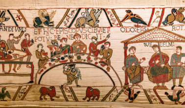 Bayeux cathedral mural decors, normandy, France BAYEUX, FRANCE, MAY 14, 2024 : mural decors of Bayeux, cathedral, norman