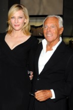Giorgio Armani and Cate Blanchett at the opening of Spazio Armani boutique in Milan - 22 September 2008 FAM24173 Copyrig