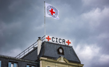 Internationales Komitee vom Roten Kreuz Blick auf das Gebäude des Internationalen Komitee vom roten Kreuz. (Genf, Schwei