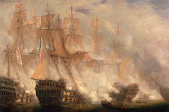 Die Schlacht von Trafalgar am 21. Oktober 1805 war eine Seeschlacht zwischen britischen und französisch-spanischen Strei