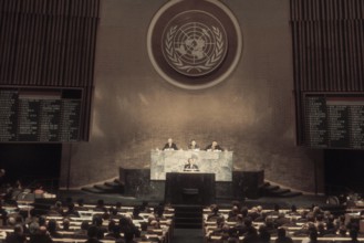 Bundeskanzler Willy Brandt (GER/SPD) spricht anlässlich einer Versammlung der UNO in New York