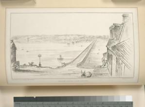 Bridge across Lake Cayuga.. Hall, Basil (1788-1844). Stone, William L. (William Leete) (1792-1844). Prints, Illustration