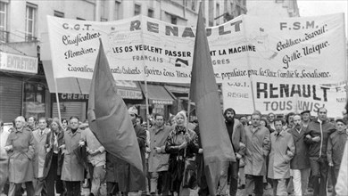 Demonstration in front of Renault factory in Boulogne-Billancourt, 1973