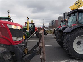 Farmers demonstrating in Paris on 23 February 2024
