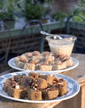 Meal on a forest theme:  Sweet chestnut squares with nuts