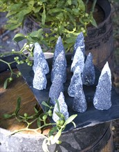 Typical French buffet: menhir-shaped goat cheeses