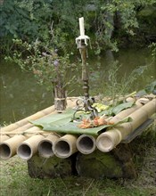 The Robinson Crusoe buffet: meal set up on a rad