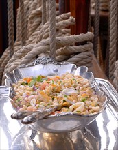 Yachting menu: cranberry bean salad with seafood