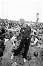 Hippy girl dancing at The Isle of Wight Festival.
30th August 1969.