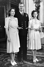 La princesse Elisabeth, la princesse Margaret et le prince Philip