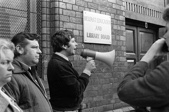 Protest At Belfast Education Offices Academy Street Sept 80
Mr Seamus Lynch, of the Republican