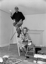 Margaret Thatcher spent the weekend in the country with her husband Dennis decorating their new