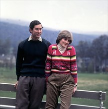 Prince Charles & Lady Diana Spencerwearing thick wool sweaters cords at Balmoral 
May 1981