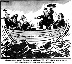 Franklin Cartoon 20th May 1960. American and German  riff raff!! I'll sink your part of the boat if