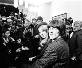 Press conference on following day after George Harrison wed Pattie Boyd in a small ceremony at