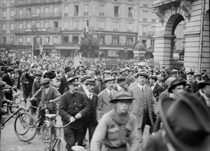 British volunteers for the French Foreign Legion marching through the streets of Paris, France
