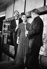Actress Audrey Hepburn arrives for the premiere of My Fair Lady in New York, accompanid by her