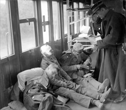 World War One
Wounded German soldiers in Belgium, being transported by Belgian guards to Antwerp