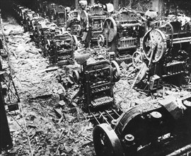 The bomb damaged Renault car factory in France
after air raid by the US 8th Air Force during World