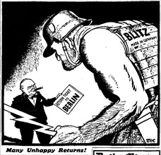 Many Unhappy Returns! Daily Mirror 16th July 1941 Philip Zec Cartoon depicting Winston Churchill