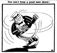 You can't keep a good man down! 11th September 1940 Philip Zec Cartoon depicting Prime Minister
