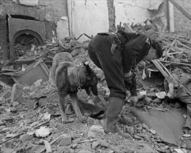 Sifting through the debris after rocket aids at Leystone in London
November 1944