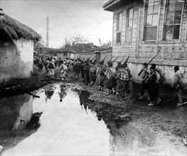 Balkans War November 1912
Bulgarian soldiers marching through Moustafa Pasha