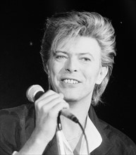 David Bowie seen here singing at the press conference to announce the details of his world tour.
