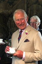 HRH Charles, Prince of Wales tours the early 16th century fortified manor house, Gwydir Castle in Llanrwst.