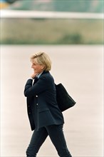 HRH, The Princess of Wales, Princess  Diana,  on her arrival at Sarajevo airport Friday, 8th August