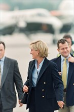 HRH, The Princess of Wales, Princess  Diana,  on her arrival at Sarajevo airport Friday, 8th August