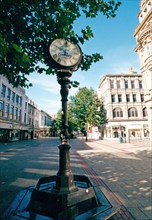 10am on Queen Street, Cardiff, empty on the day of the funeral of Diana, Princess of Wales. 6th