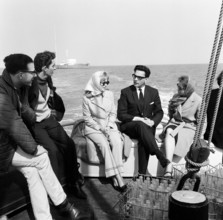 Marianne Faithfull pictured with members of Radio London