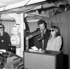 Marianne Faithfull pictured with members of Radio London