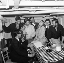 Marianne Faithfull pictured with members of Radio London