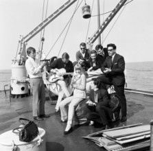 Marianne Faithfull pictured with members of Radio London