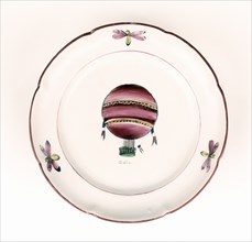 Decorated plate of "L'Entreprenant," the first military observation balloon