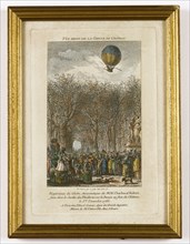 Expérience aérostatique de MM. Charles et Robert faite dans le jardin des Tuileries