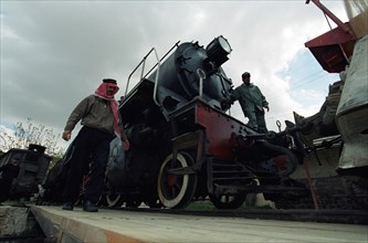 Steam locomotive in the Amman train station in Jordan