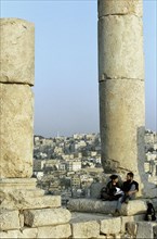 Ancient Roman ruins overlooking the city of Amman in Jordan