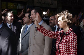Juan Carlos et sa femme en visite officielle en Syrie, octobre 2003