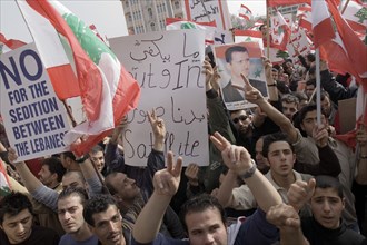 Vast crowd in Beirut backs a role for Syria