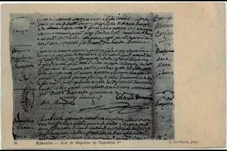 Ajaccio. Birth certificate of Napoleon I.
