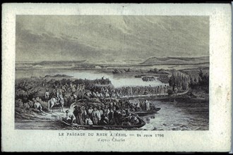 Napoléon Bonaparte. 
Le passage du Rhin à Kehl.