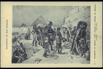 Napoléon Bonaparte visite les tombeaux des pyramides.