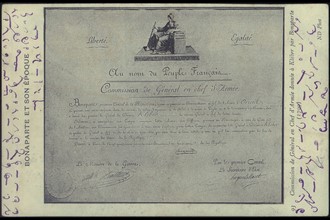 Commission de Général en Chef d'Armée donnée à Kléber par Napoléon Bonaparte.