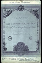 Frontispice du Livre du Sacre de l'Empereur Napoléon dans l'Eglise métropolitaine de Paris.