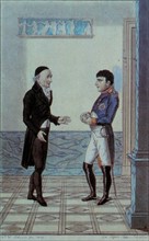 Meeting between Goethe and Napoleon I in Erfurt (Germany).