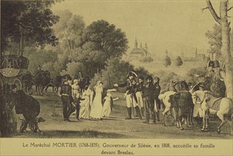 Marshal Mortier (1768-1835), governor of Silesia (Poland), welcoming his family.