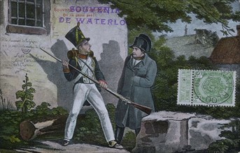 Carte postale souvenir de la Bataille de Waterloo